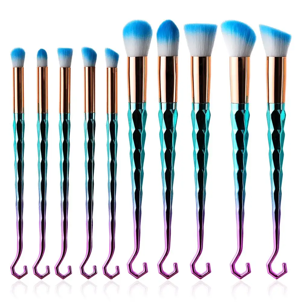 

10PCS Makeup Brushes Set Powder Foundation Eyeshadow Make Up Brushes Cosmetics Soft Synthetic hair Brushes Set With Hook End
