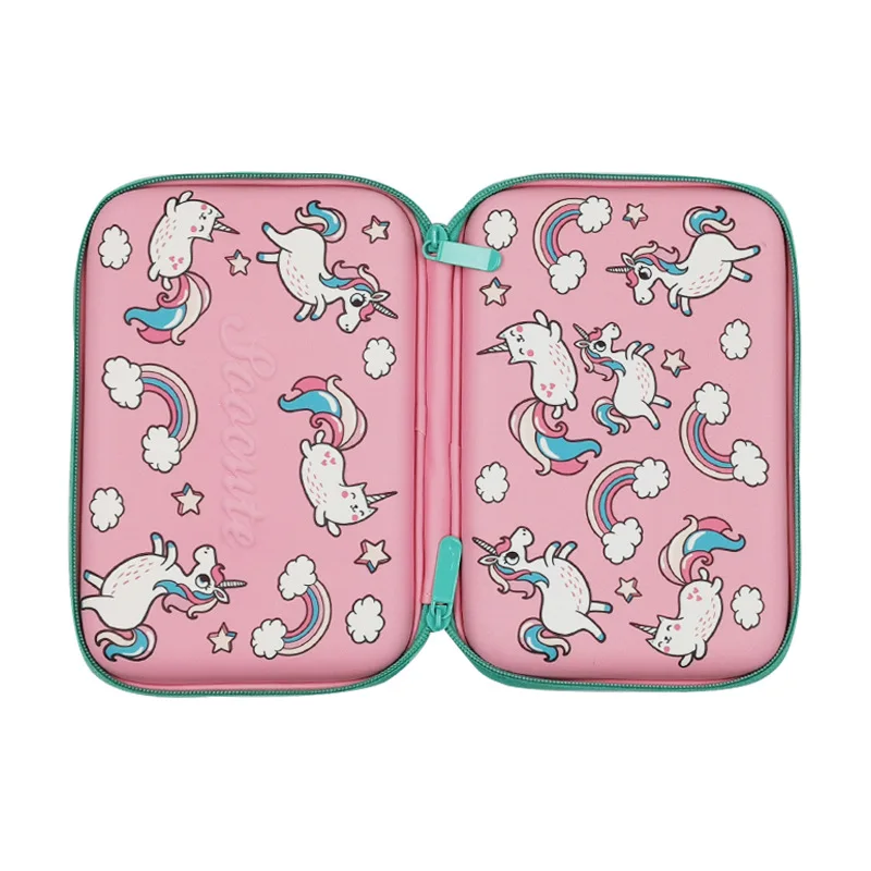

Lovely EVA waterproof large capacity Unicorn owl pencil box, three dimensional multi functional cartoon student stationery bag