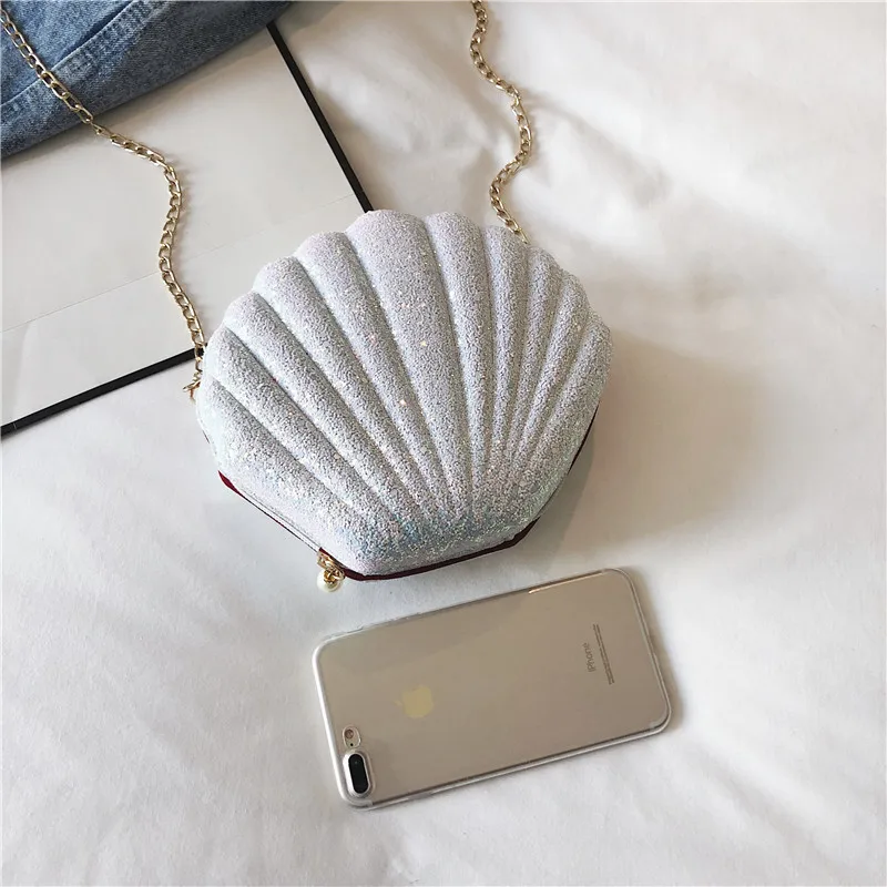 Fashion Female Bling Bling Shell Clutch Bags Chains Pearl Handbags For Women Sequin Small Shoulder Bags Diamonds Evening bags Fashion Female Bling Bling Shell Clutch Bags Chains Pearl Handbags For Women Sequin Small Shoulder Bags Diamonds Evening bags