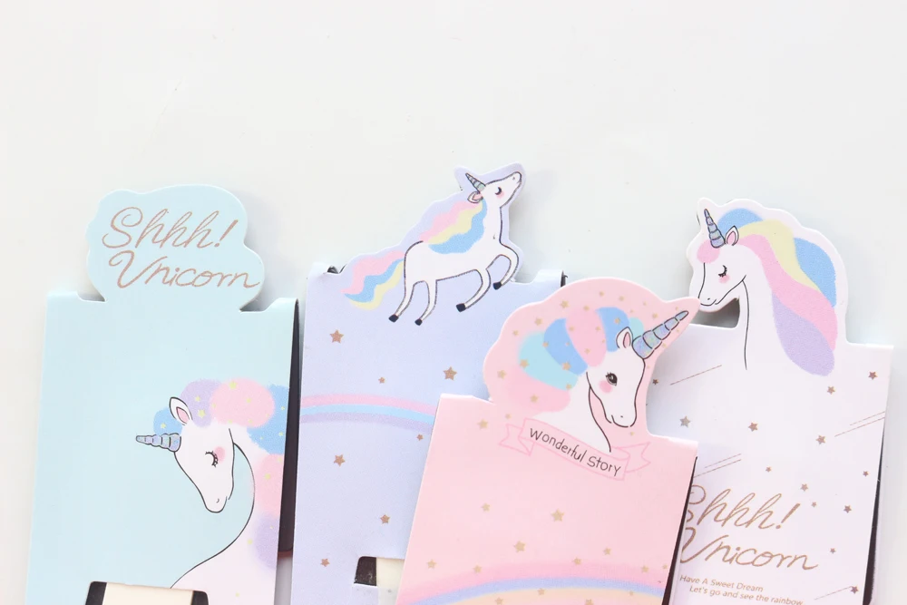 Domikee cute kawaii cartoon unicorn shape school student magnetic bookmark for books candy paper book marks stationery gift