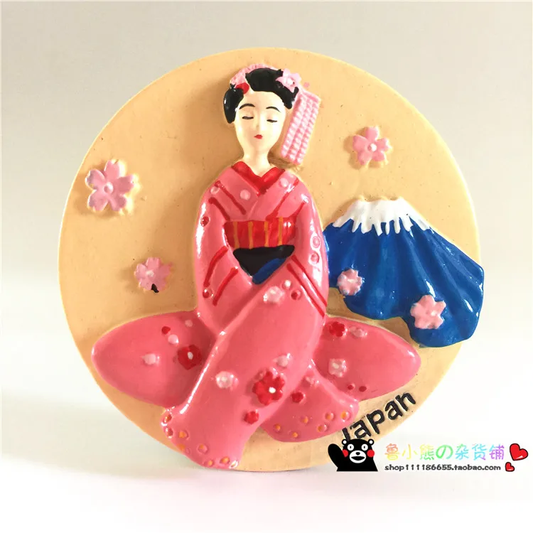 Смола 3D магниты на холодильник, японское кимоно, девочка на холодильник, магнитные наклейки, украшение дома, туристические сувениры