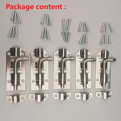 5Pcs Home Office Stainless Steel Lock Barrel Bolt Latch for Cabinet Door 3 Inch LXM