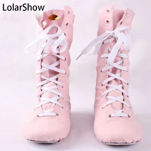 Детские домашние танцевальные розовые длинные сапоги с двумя подошвами Профессиональная Обувь для танцев Танцевальные Кроссовки джаз танцевальные сапоги