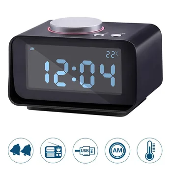 

Kids Digital Alarm Clock With FM Radio LCD Display Snooze Electronic Desk Table Bedside Clock Date Time Night Light Thermometer
