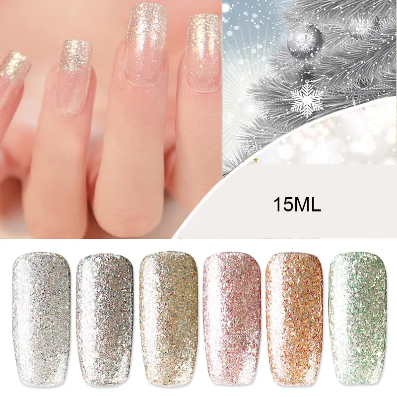 Popular Girls Holographic Glitter UV Nail Gel Polish Shiny Sequins Manicure Lacquer for Female Art Hot 2019 | Красота и здоровье