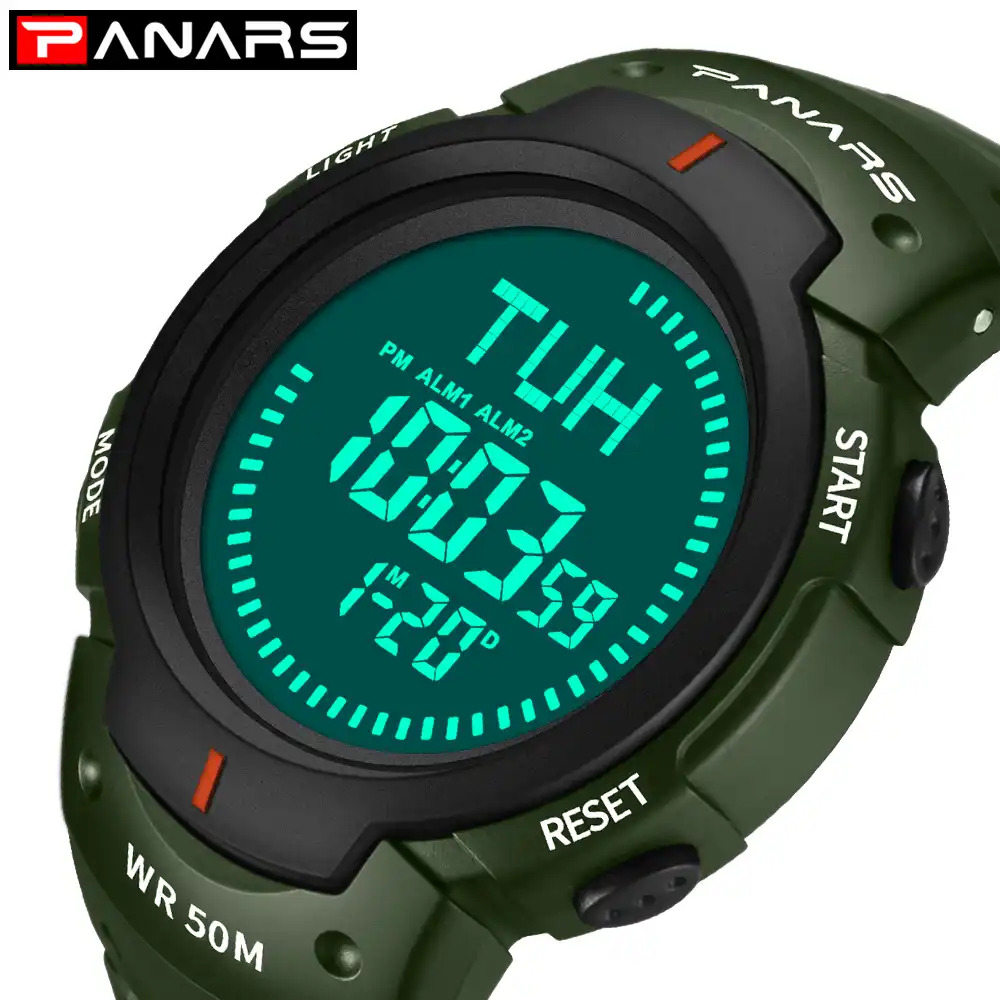 men's digital watch with compass