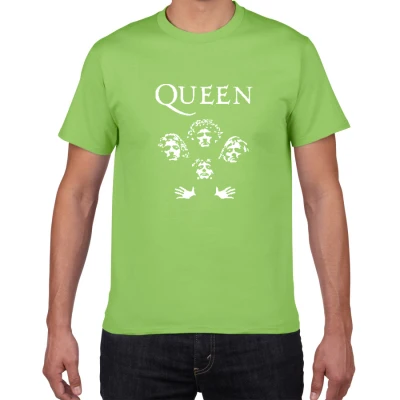W374 green Freddie Mercury The queen Band Футболка Мужская Хип-Хоп рок хипстерская футболка повседневные футболки блестящая рок-группа harajuku футболки - Цвет: W374 green
