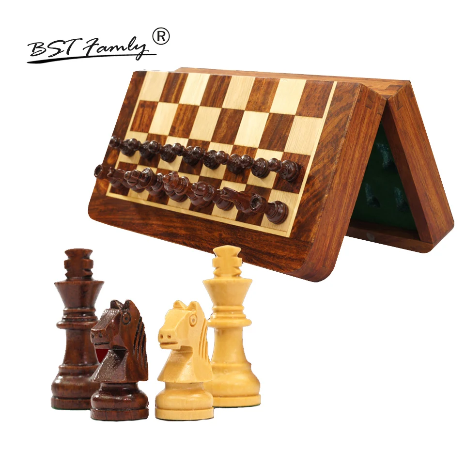 BSTFAMLY Wooden Chess Set Game Portable Game of International Magnetic Chess Folding Chessboard Wood Chess Pieces Chessman I12 BSTFAMLY Wooden Chess Set Game Portable Game of International Magnetic Chess Folding Chessboard Wood Chess Pieces Chessman I12