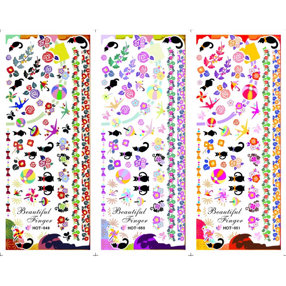 

3 PACKS / LOT MOSAIC FLOWER ANIMAL PET CAT NAIL TATTOOS STICKER WATER TRANSFER DECAL NAIL ART HOT049-051