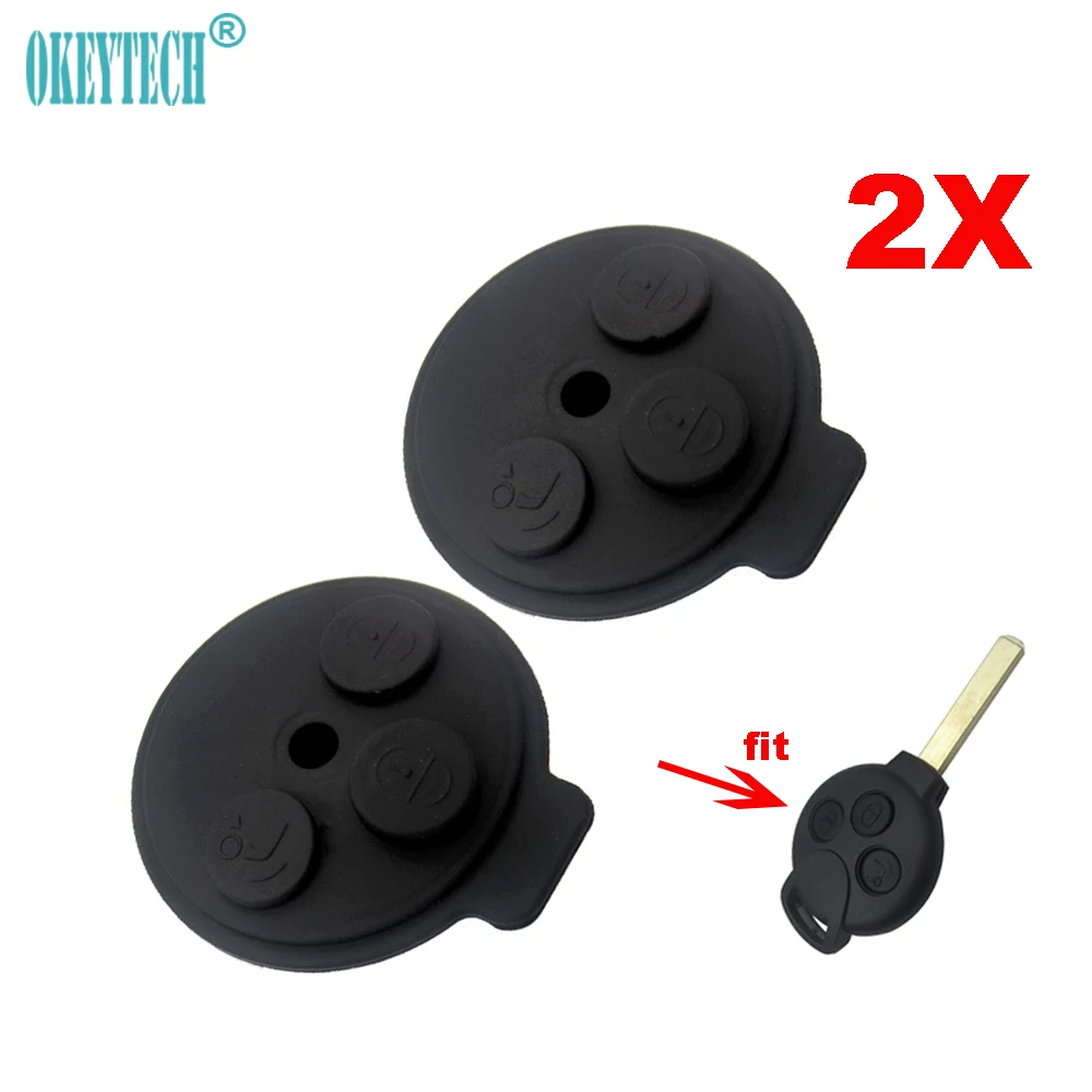 

OkeyTech 2pcs/lot Good Quality 3 Button Replacement Auto Key Shell Case Soft Repair for Benz Smart 1998-2012 Car Accessories