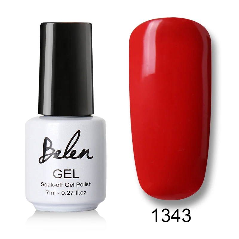 Belen 7 мл серый цвет телесного цвета УФ-гель для ногтей Vernis полуперманентный грунтовка для ногтей гель-Лаки основа Топ чистый цвет лак - Цвет: red 1343