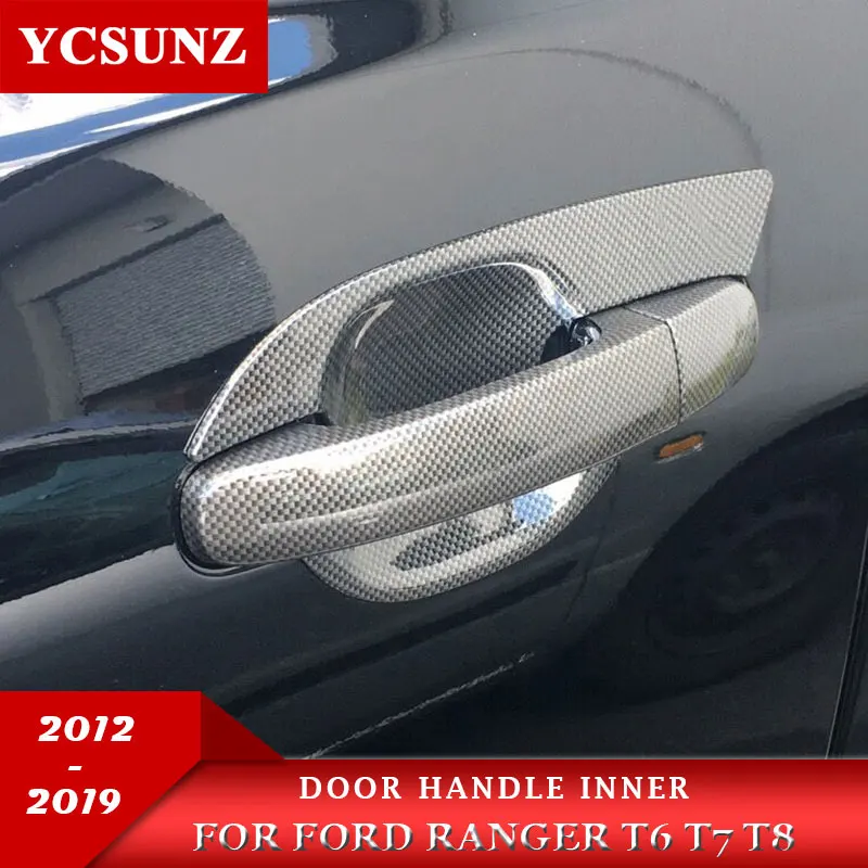 

Car Styling Carbon Fiber Color Door Handle Inserts For Ford Ranger 2012-2019 T6 T7 T8 Wildtrak
