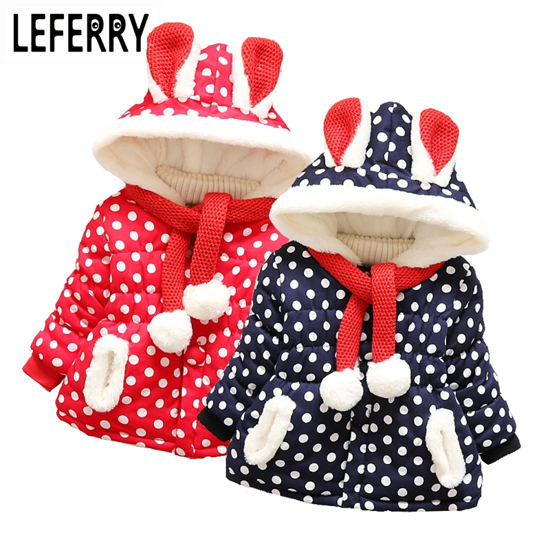 Baby Girl Winter Coats Jackets Hooded Cartoon Minne Dot Children Outerwear Toddler Girl Clothing Parkas Kids Girls Clothes
