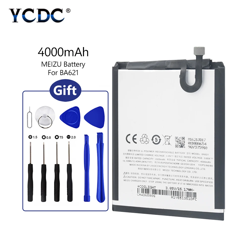 

2019 Original For Meizu M5 Note 3.85V 4000mAh With Tools lithium li-po battery Replacement BA621 BA-621 Battery BA 621