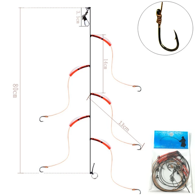 KMRESA High Carbon Steel Fishing Hooks with 5 Small Hooks Rigs Swivel  Fishing Lures Pesca Lure String Hooks 5#-14# - AliExpress