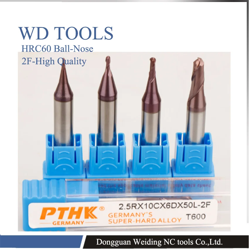

2pcsPTHK hardened Ball Nose End Mill Tungsten solid carbide Coated cnc milling cutter CNC Router bits free shipping