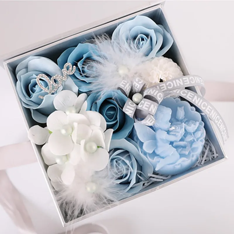 

New Valentine Scented Soap Artificial Rose Bathable Gift Box Wedding Birthday Girlfriend Romantic Fragrant Petals Flowers