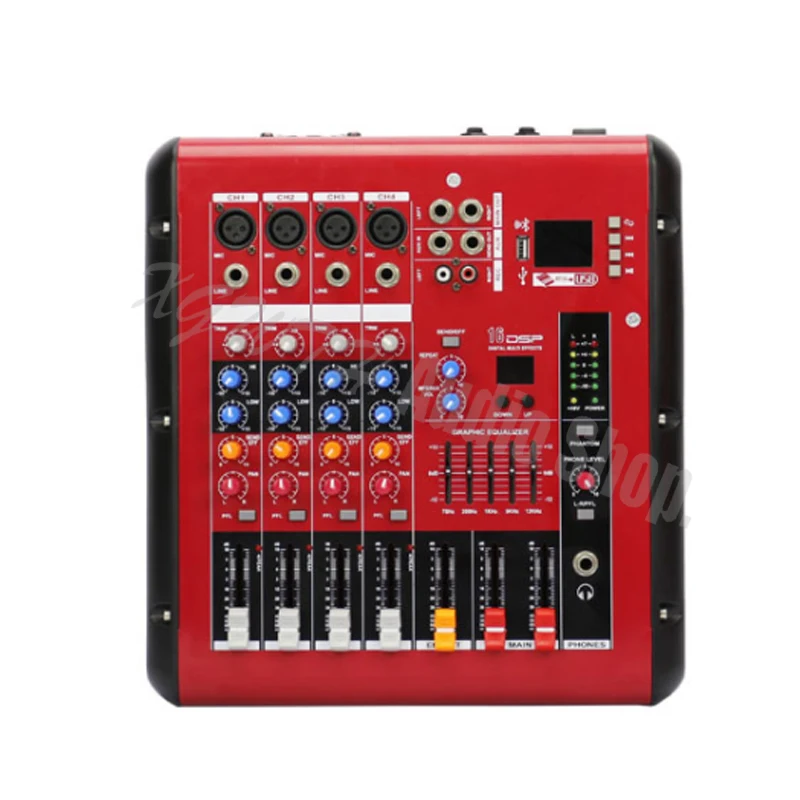 US $129.55 4 Channel DJ Amplifier Mixer Sound Power Console Mixing With USB 48V Phantom Power Bluetooth Monitor Audio Equipment For Stage