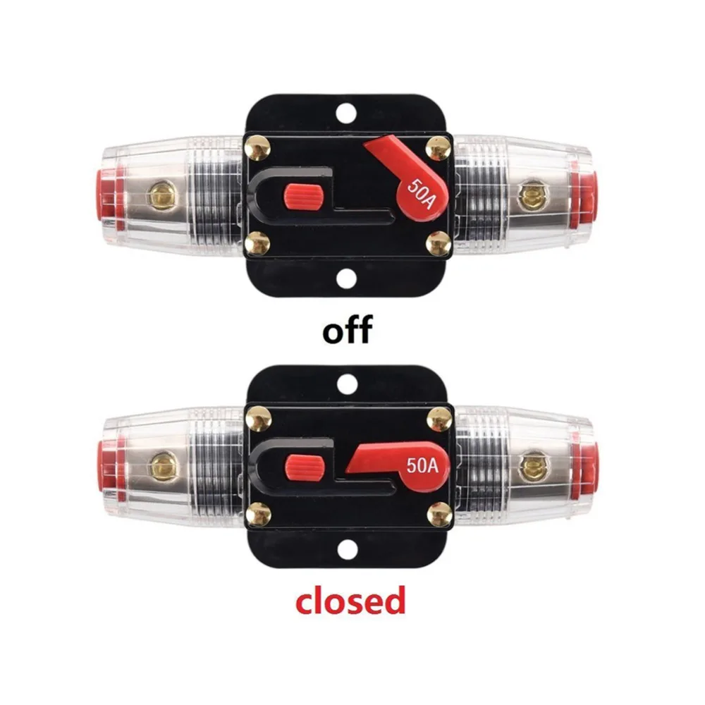 Автомобиль автомобили DC 12 В 50 Ампер аудио стерео автоматический выключатель ручной сброс замена предохранителей держатель для защиты системы