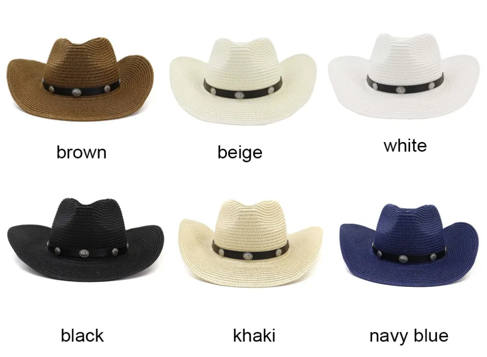 Sun Hat Man Summer Panama Straw Cowbay Casual Beach Wide Brim Outdoor Cap Accessory (2)