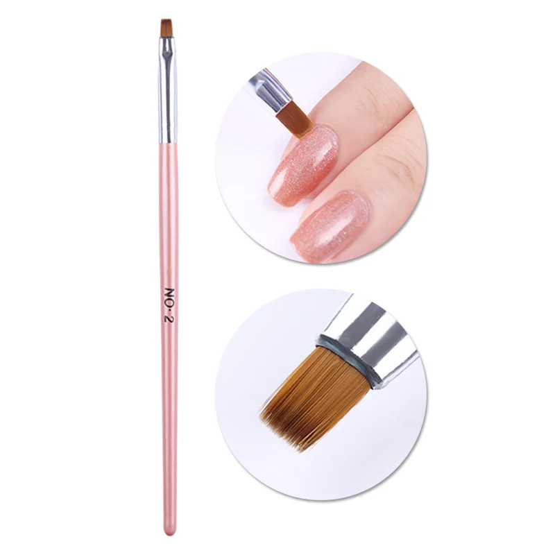 

1 Pc Acrylic Painting Brush Powder Clean Nail Edge Cuticle Cleaner Pink Handle UV Pen Nail Art Tool for UV Gel