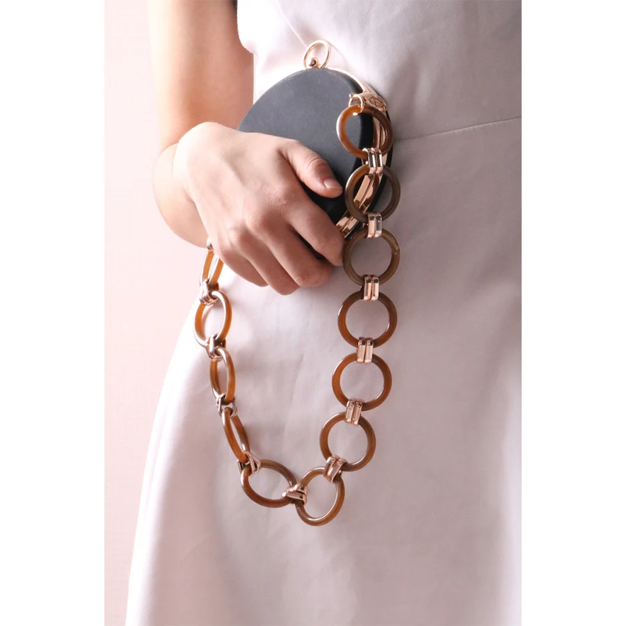 

Luxury Acrylic Bag Strap Fashion Resin Chains Women Shoulder Strap 60CM Metal Circle Ring Handbag Purses Belts Accessories Chic