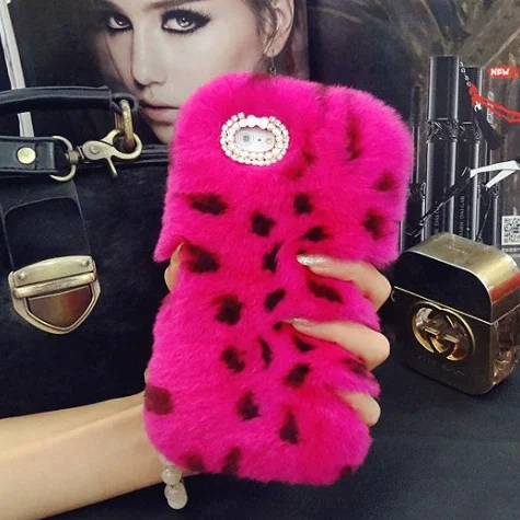 Новый 2017 Теплый Пушистый Вилли Меха Плюшевые Bling Розовый Case Cover для Nokia x Коке Fundas