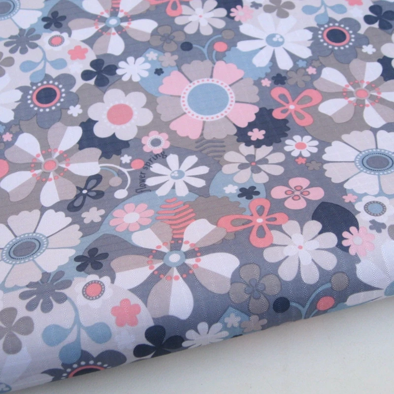 WF260-цветы на сером ПВХ покрытием водонепроницаемой ткани