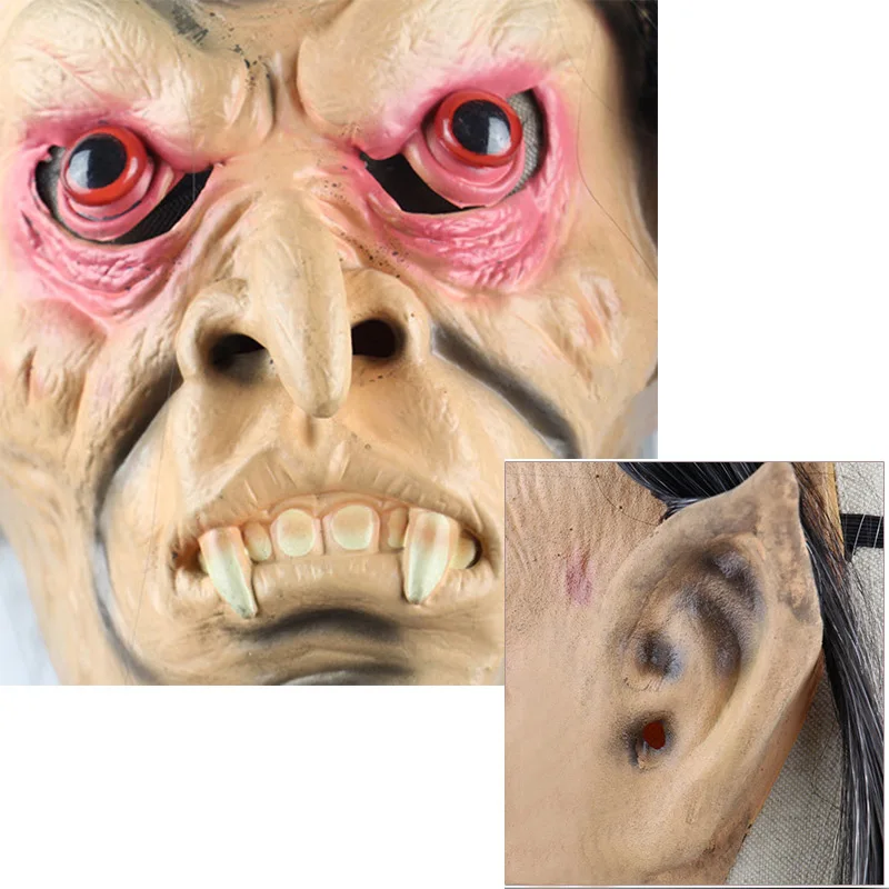 

Halloween Scary Ghost Mask Latex Full Face Red Eyes Long Hair Wig Horror Masks Masquerade Party Cosplay Props Dropshippi