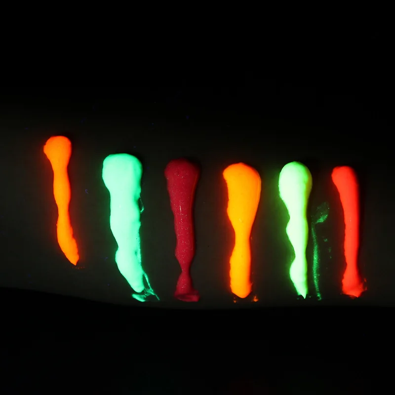 6 Colors Acrylic Paint Glow in the Dark gold Glowing paint Luminous Pigment Fluorescent Powder painting for Nail Art supplies