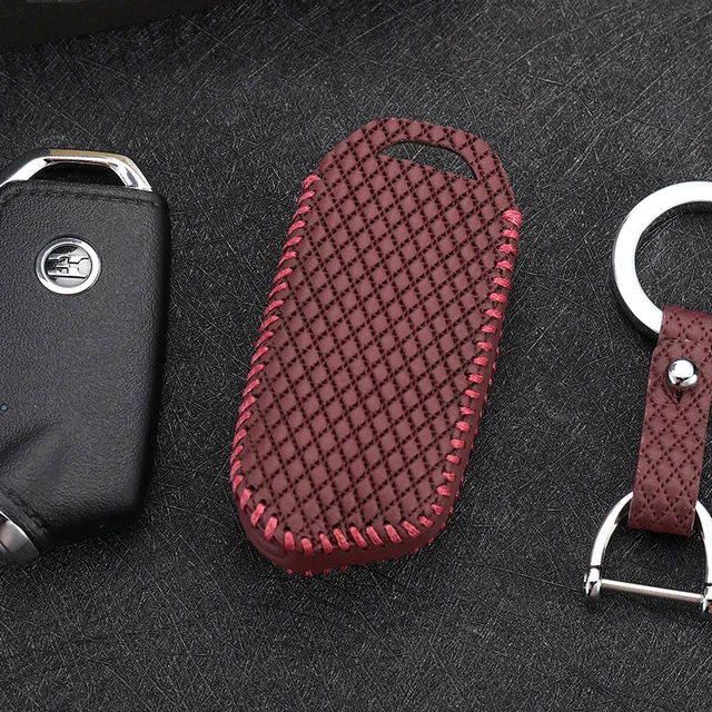 

Car key cover for kia stinger 2018 3 button Case Remote Keys Shell leather key4y Free shipping