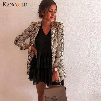 

KANCOOLD coats Women Snake Print Long Sleeve Suit Coat Biker Jacket Outwear Top fashion new woman coats and jackets 2019JUL17