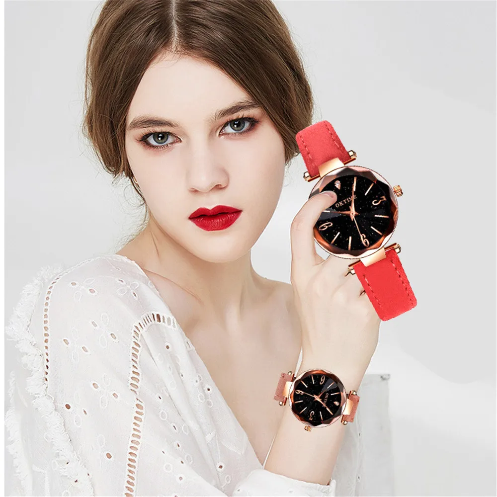 Fashion Women Watches Retro Design Star Sky Convex diamond Dial Clock Luxury Women's Bracelet Quartz Wristwatches For Gifts Fashion Women Watches Retro Design Star Sky Convex diamond Dial Clock Luxury Women's Bracelet Quartz Wristwatches For Gifts