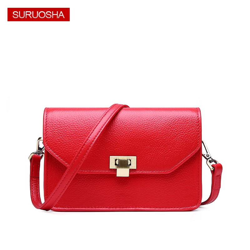 

Women 2019 Spring Red Shoulder Flap Bag Luxury Brand Design Flap Handbag 100% Genuine Leather with Long Handle for Female