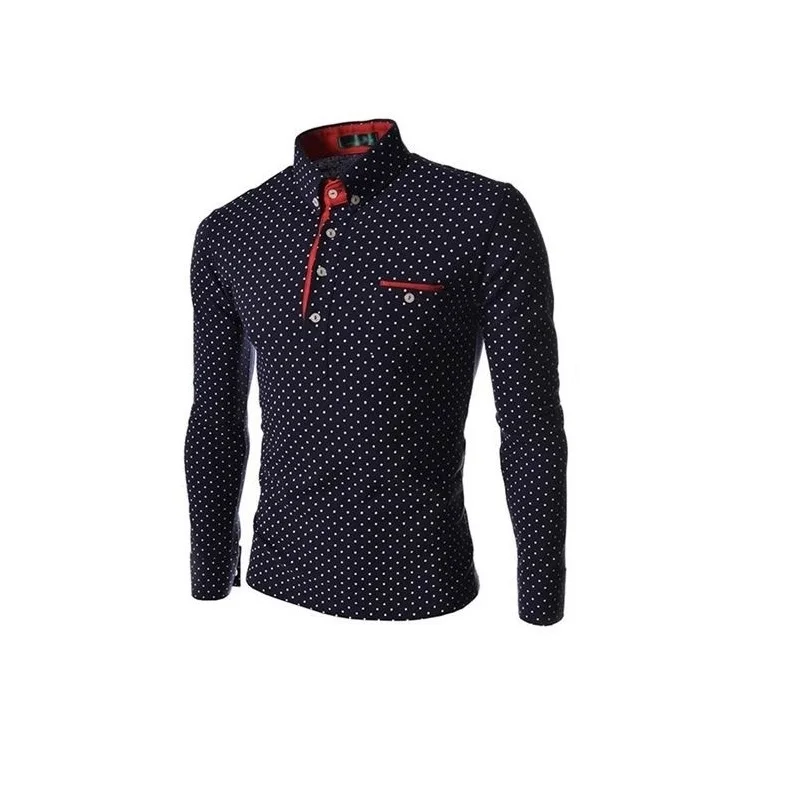 ZOGAA новая английская Мода с волнистыми точками Мужская саморазвитие с длинными рукавами Tide Повседневная рубашка в горошек мужская одежда