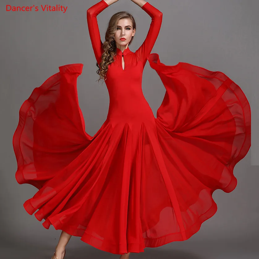 Chinese style Ballroom Dance Big Swing Dress Cheongsam Collar Dress