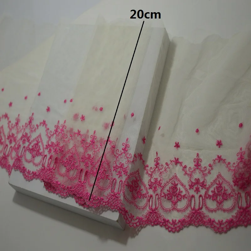 somelace 19-22CM(2yds/lot)blue,pink,purple,red,etc soft gauze colorful floral embroidery fabrics embroidery lace trim18081110