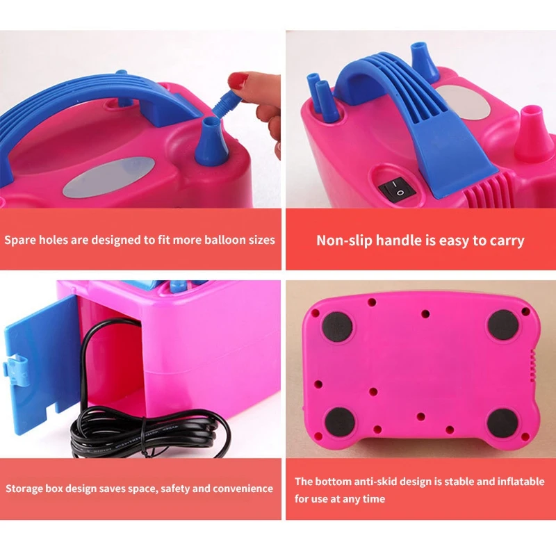  Mini Fashion Portable Electric Balloon Air Pump Inflatable Double Nozzle Gas Blower 220V Eu Plug