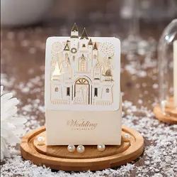 Романтический замок Сувениры и подарки детский душ элегантный белый роскошный декорирование лазером вечерние свадебные бумажные конфеты