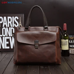 Mens Business Crazy Horse Leather Laptop Shoulder Bag Man Business Computer Bag For Men Handbag Briefcase Travel Messenger Bags Mens Business Crazy Horse Leather Laptop Shoulder Bag Man Business Computer Bag For Men Handbag Briefcase Travel Messenger Bags