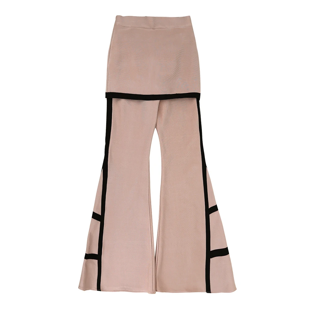 Nueva Longitud Celebridad 2019 Pantalones Completa Llegada Pantalón Vendaje Flare Beige Caqui Moda Mujeres De Fiesta Rayas 7XdBwxdpq