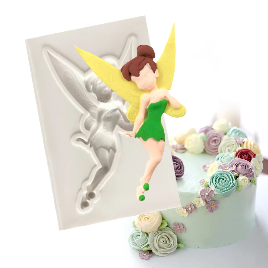 

1PC Silicone Soap Mold Childhood Flower Fairy Fondant Cake Decorating Moulds Chocolate Stencils Pastry Baking Pan