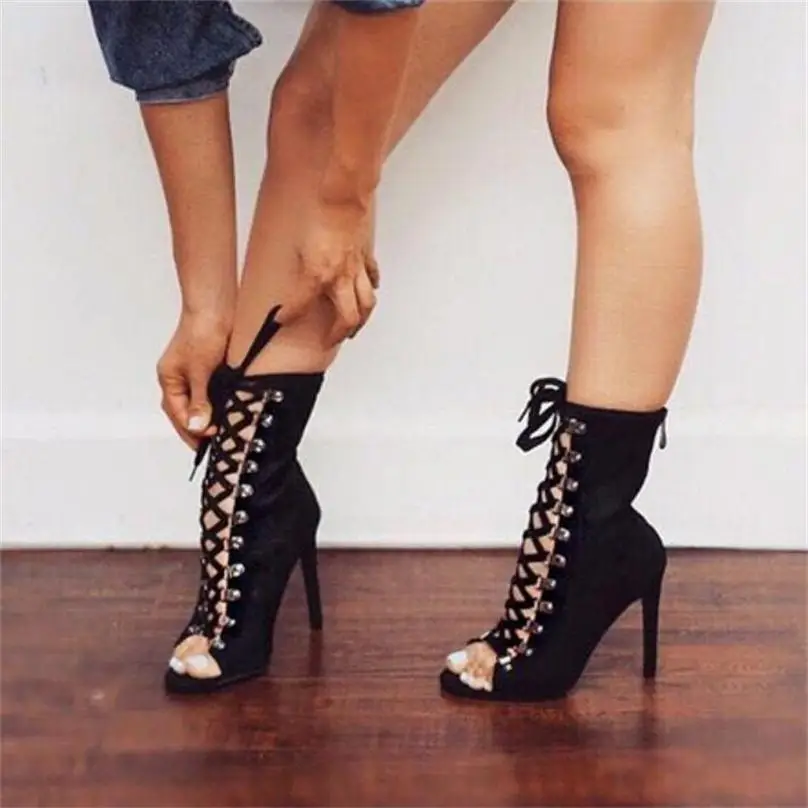 peep toe stiletto booties