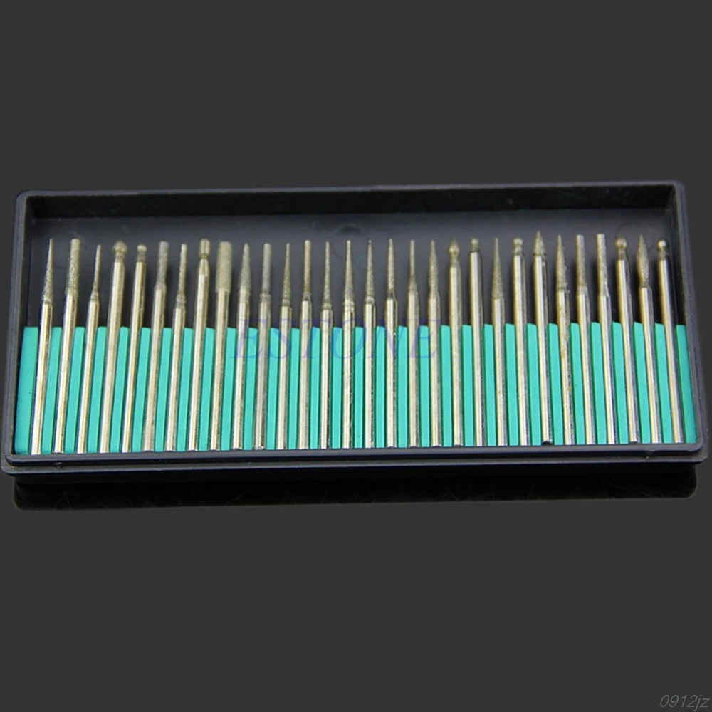 

30PCS Diamond Burr Drill Bits Kit For Carving Engraving Card Grinding Tool Set New Drop ship Dls HOmeful