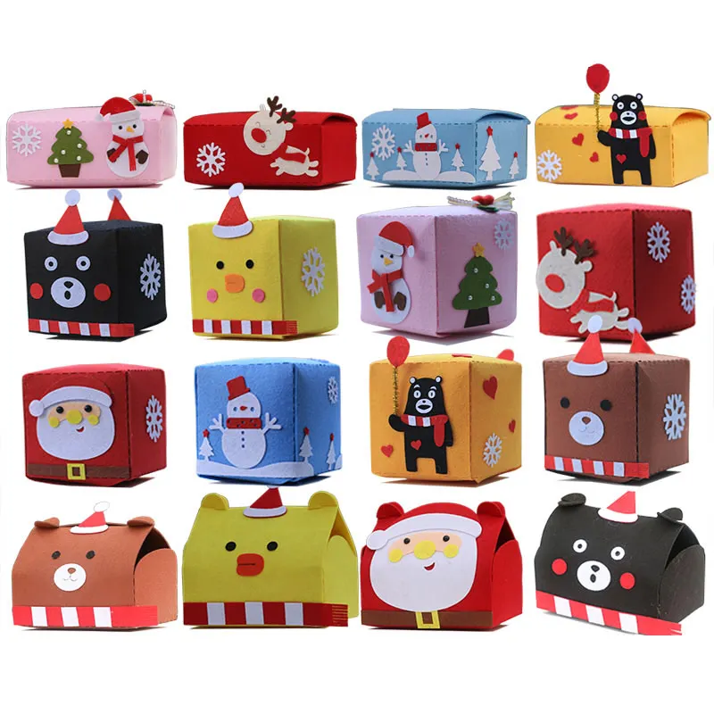 

Manual Work DIY Cute Napkin Papers Case Easily Handmade Felt Box 14 Colors Christmas Style Paper Towel Boxes Felt DIY Package