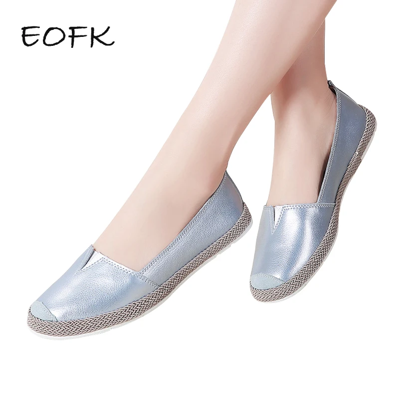 

EOFK Women Ballet Flats Round Toe Spring Autumn Genuine Leather Shoes Slip On Ballerines Flats Women Moccasins Loafers Shoes