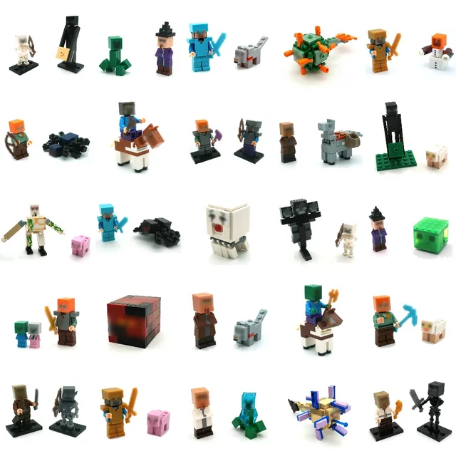 Cheap Single Sale LegoINGly Minecrafted Action Figures Steve Enderman Zombie Skeleton Bricks Compatible For Legoingly Building Blocks
