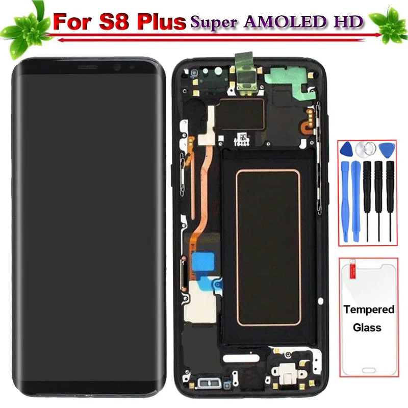 

Tested for Samsung Galaxy S8 Plus G955 G955F G955A G955P With Frame LCD Display Touch Screen Digitizer Assembly Super Amoled