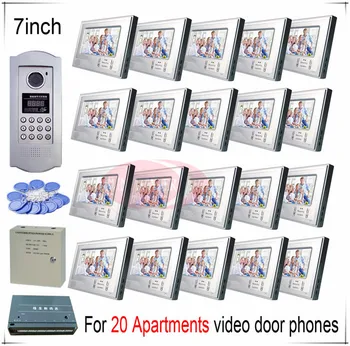 

For 20 Apartments video door phones door bells intercom systems support Inductive Card/Password unlocking function