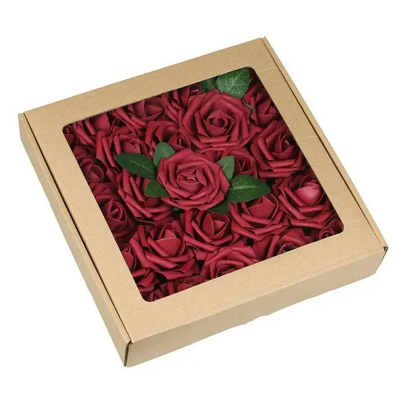 Искусственные цветы, искусственные розы, 50 шт., для самостоятельного изготовления свадебных букетов, Центральные элементы, вечерние украшения для детских праздников - Цвет: WR
